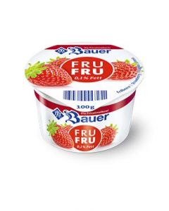 Bauer 特級脱脂乳酪 100g(0.1% Fat)  士多啤梨 (到期日：2023 年 12 月 20 日)