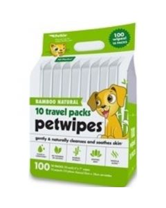 Petkin 天然青竹蘆薈潔身紙 貓犬合用旅行裝 (10包/每包10片) 