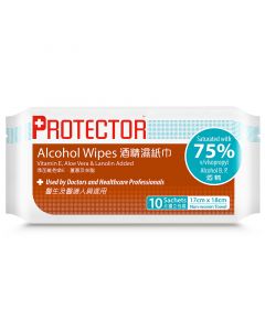 Protector 75% 酒精濕紙巾 (10片獨立包裝) (到期日: 2024/03/20)